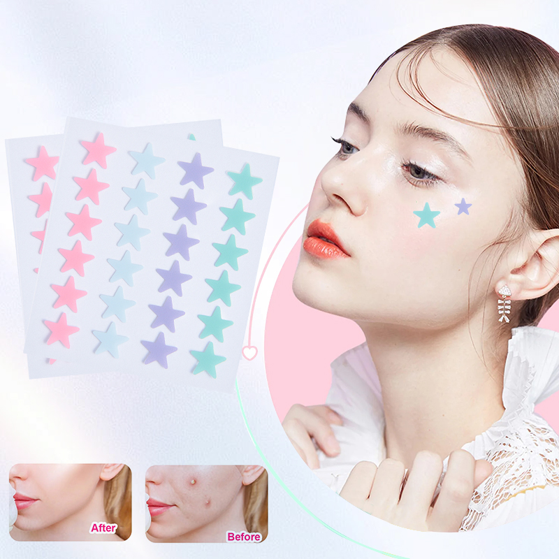 24 Pieces Of Four-Color Star Colored Hydrocolloid Acne Patches