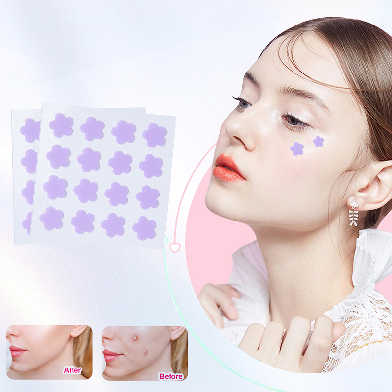 16 Purple Flower Colored Hydrocolloid Acne Patches