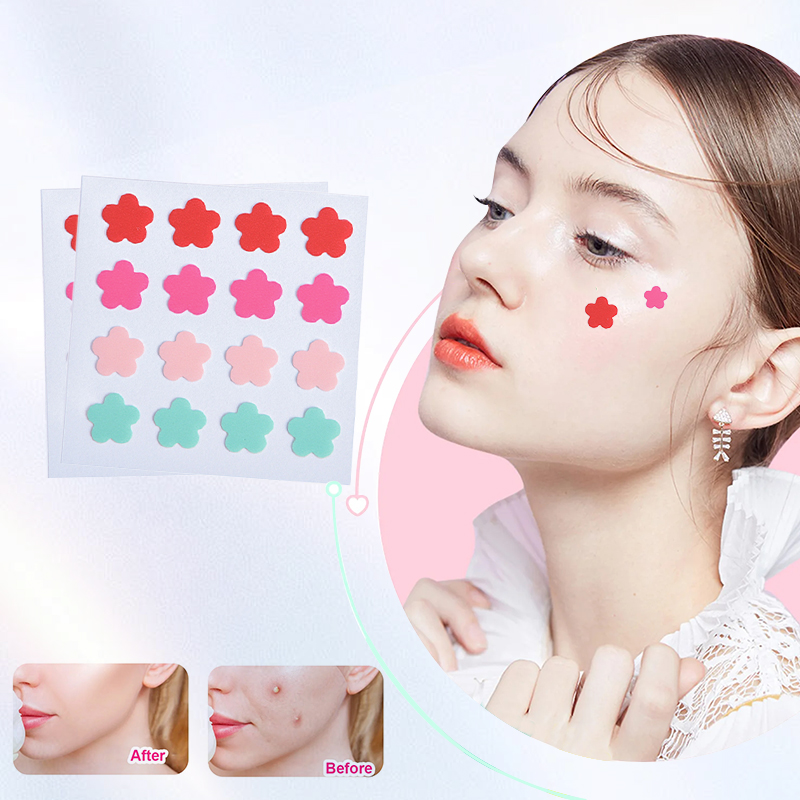 16 Pieces Of Four-Color Flower Colored Hydrocolloid Acne Patches