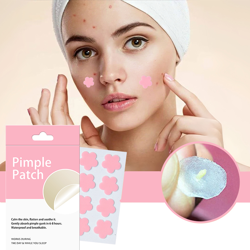 12 Rose Pink Flower Colored Hydrocolloid Acne Patches