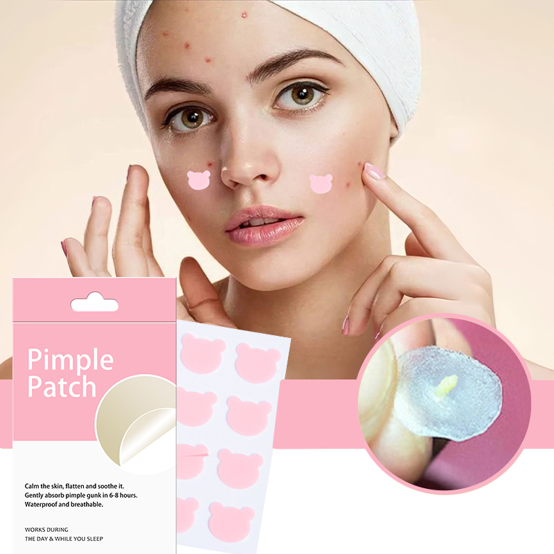 12 Capsules Of Rose Pink Bear Colored Hydrocolloid Acne Patches